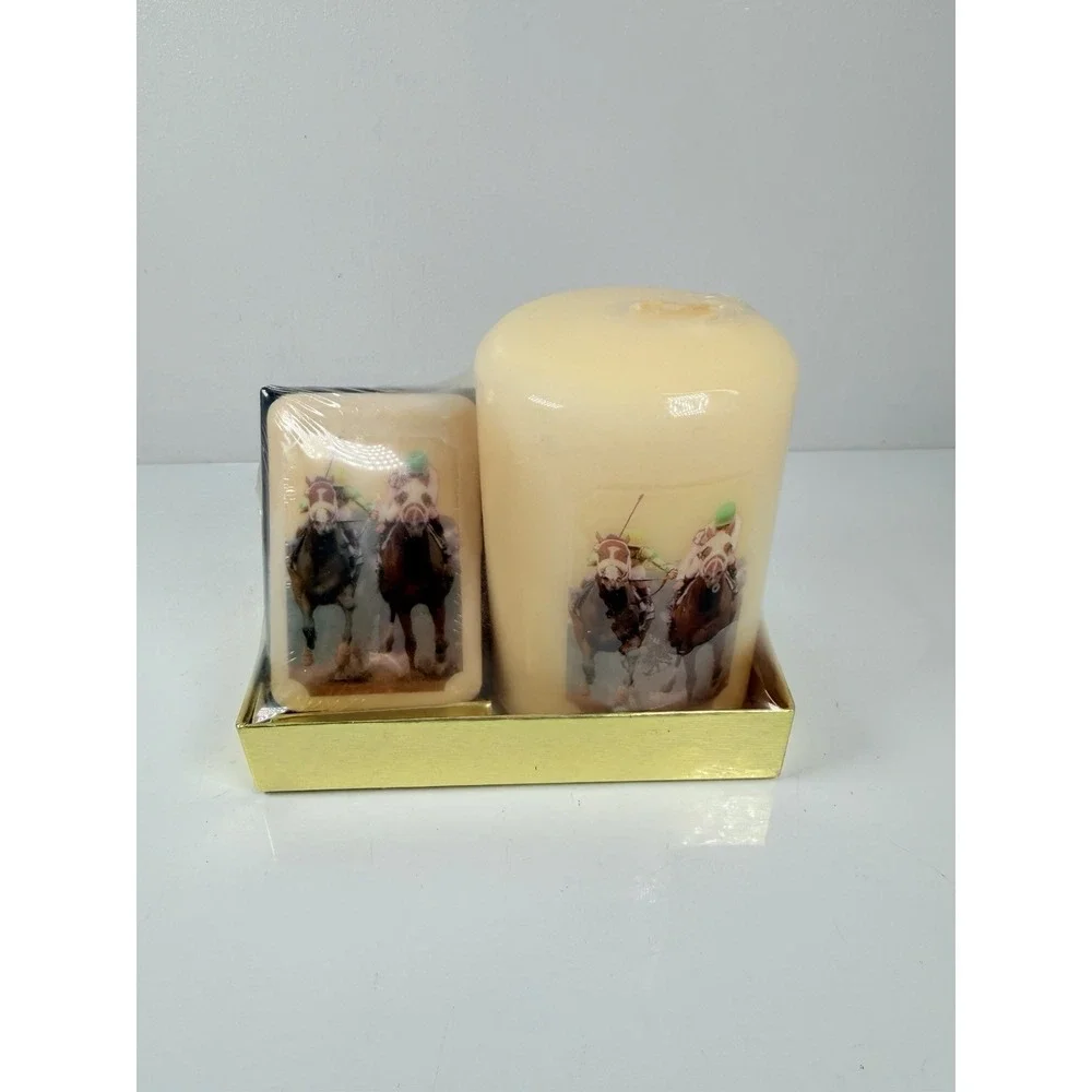 Vtg Jockey/Horse Gift Set - Candle And Soap New Sealed ALDA'S Forever Soap